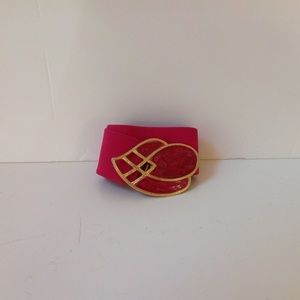 Vintage Pink Buckle Belt DAY-LOR Enamel Petal